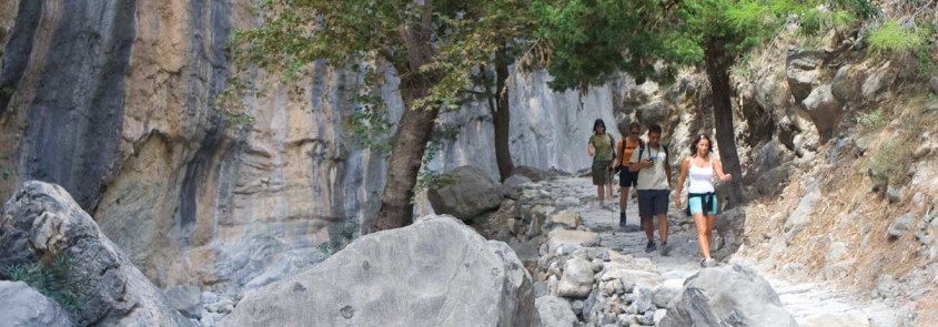 Hikers in the Samaria Gorge National Park, South Crete